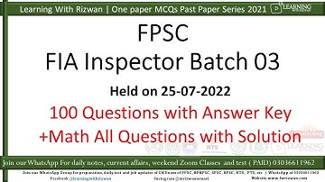 FIA Inspector Investigation Batch 03 Solved Paper 25 - 07