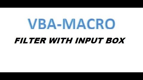 AUTOFILTER FOR MULTIPLE MATCHES WITH INPUT BOX
