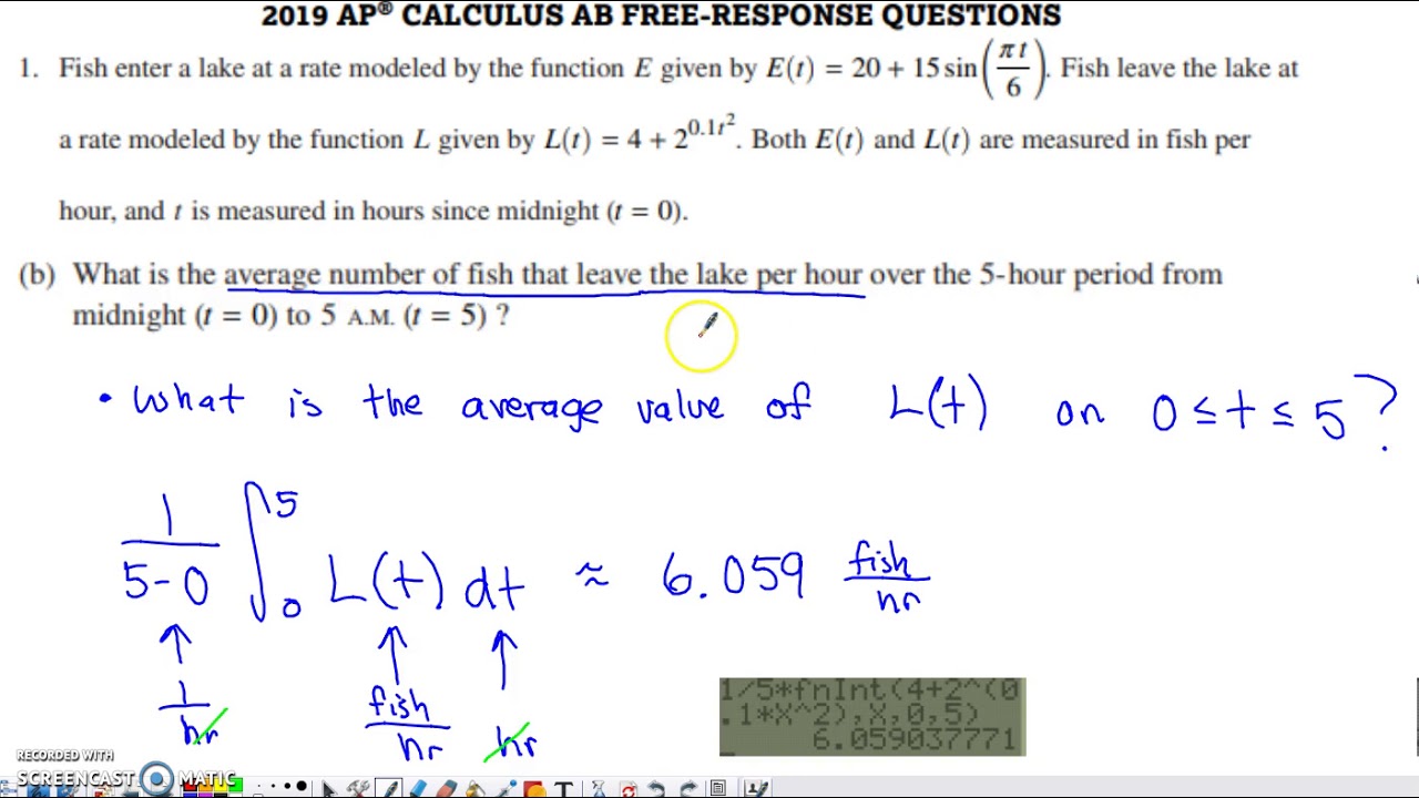 19 Ap Calculus Ab Free Response Question 1 Youtube