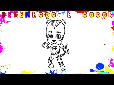 Como Desenhar o MENINO GATO | PJ MASKS | Desenho para Colorir e Imprimir | Desenhooo e Cooor