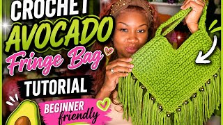 How to Crochet an Avocado Fringe Bag 🥑 | Beginner-Friendly Crochet Bag Tutorial