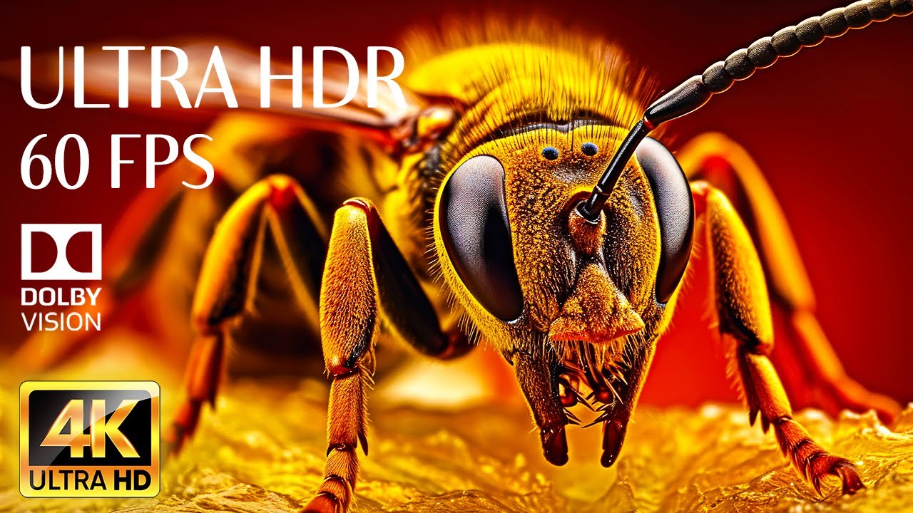 SUPER MACRO - 4K HDR 60fps Dolby Vision with Animal Sounds & Peaceful Music (Colorful Dynamic)