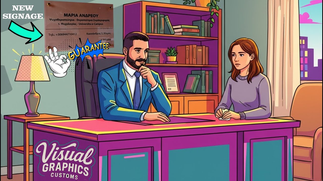 Τοποθέτηση Επιγραφής Plexiglass με UV Εκτύπωση για Ψυχολόγο στον Άλιμο | Visualgraphics Custom