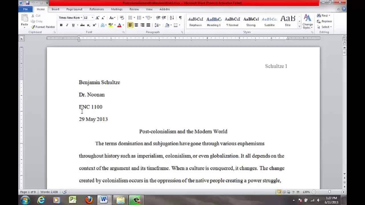 Proper essay heading