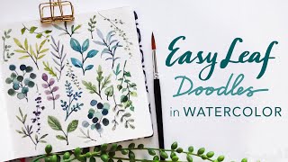 EASY Leaf Doodles in Watercolor