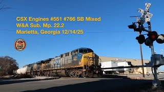 CSX Engines #551 #766 SB Mixed Marietta, Georgia 12/14/25