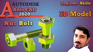 Nut Bolt 3D Model | 3D Modelling 2020 CAD | Auto CAD 2020 | 3D | 2D | Technology