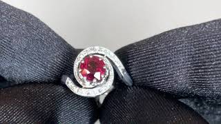 Vidéo: Bague en Platine vers 1930 avec Grenat Rhodolite et Diamants. Taille 53