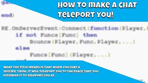 How to make a chat teleport you! | Scripting Tutorials | ROBLOX STUDIO