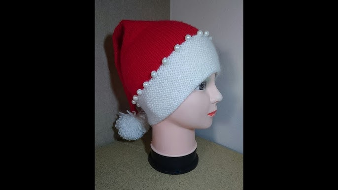 Bonnet Père Noël tricot/ Gorro de papa noel dos agujas 