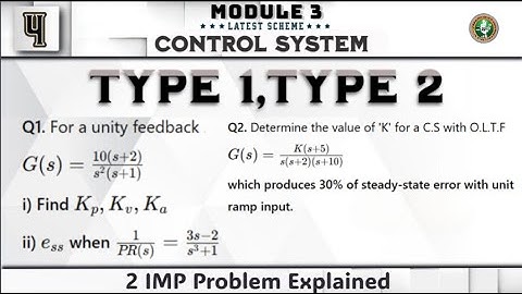 4 Position Velocity, Acceleration Error, 2 Problem Explained Module 3 Control System 4th Sem ECE VTU