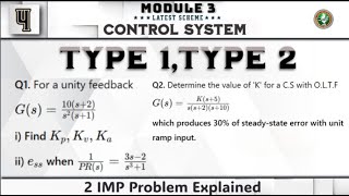 4 Position Velocity, Acceleration Error, 2 Problem Explained Module 3 Control System 4th Sem ECE VTU