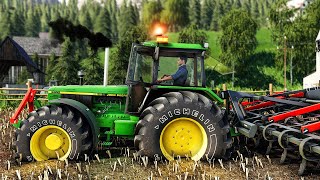 John Deere 3650 EDIT Test with Heavy trailer, Cultivator & Plow in the MUD (Farming Simulator 19)