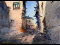 How to paint urban in watercolor painting demo by javid tabatabaei