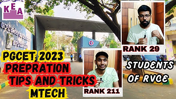 M.Tech/M.Arch PGCET Top Rankers Prepration Strategy ||RV College Of Engineering Students #pgcet2024