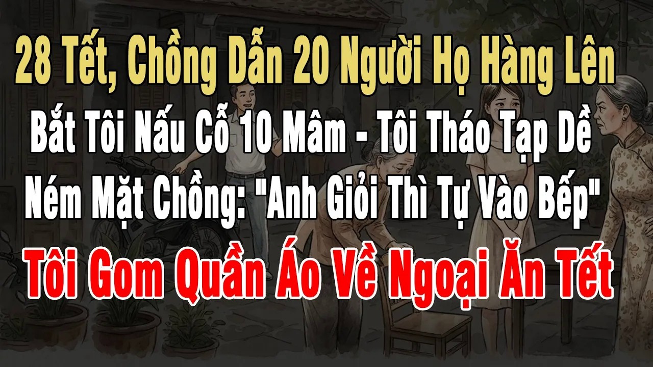 28 Tết, Chồng Dẫn 20 Người Họ Hàng Lên Bắt Tôi Nấu Cỗ 10 Mâm - Tôi： ＂Anh Vào Mà Nấu＂ Về Ngoại Ăn Tết