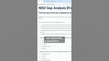 NIS2 Gap Analysis Tool - 5 levels of compliance #shorts