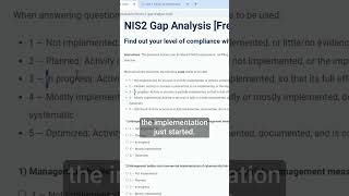 NIS2 Gap Analysis Tool - 5 levels of compliance #shorts