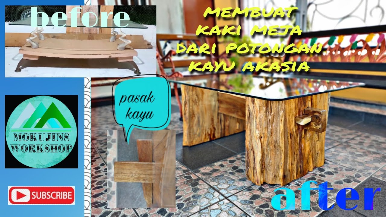 Membuat kaki meja dari potongan kayu akasia - YouTube