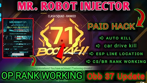 Free Fire Injector ob37 Auto kill 100% Rank working || MR.ROBOT || New Session BEST Injector OB37