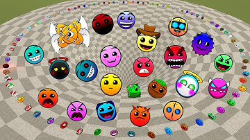 Geometry Dash and Lobotomy Dash Nextbots Family FALL into a FUNNEL Chasing me Gmod