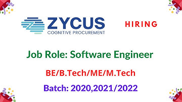 Zycus Freshers Off Campus Recruitment | Software Engineer | 2020,2021,2022 Batch | PAN India