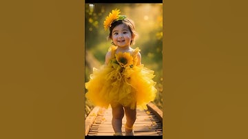 Adorable Baby Girl in Sunflower Dress | Cutest Ramp Walk Ever! #BabyRampWalk#ViralShorts#AIvideo