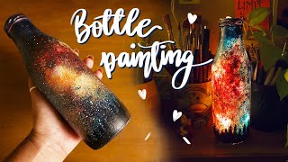 DIY bottle lamp | Easy glass bottle painting | How to paint glass bottle with galaxy art