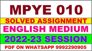 mpye 10 solved assignment 2022-23 | mpye 10 solved assignment in english 2022-2023 | mpye 10 2023