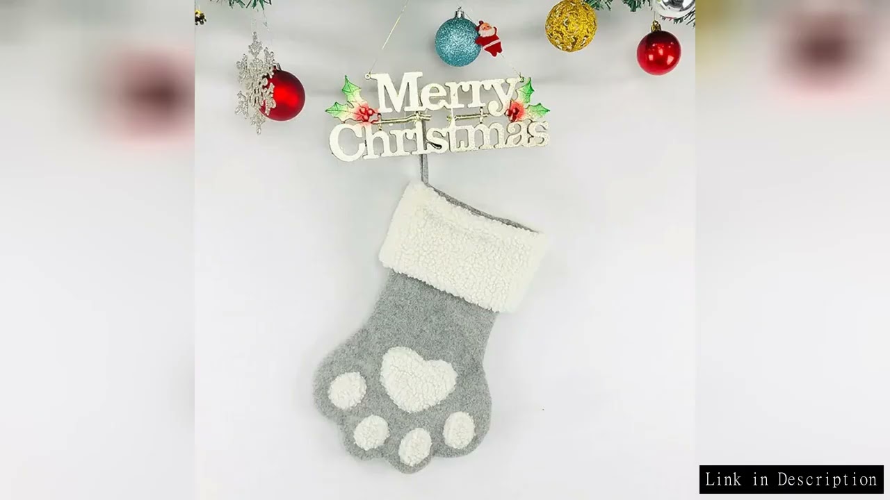 Pet Paw Shaped Christmas Stocking, Fireplace Hanging Decoration, Plush Cuff Design for Holiday Parti