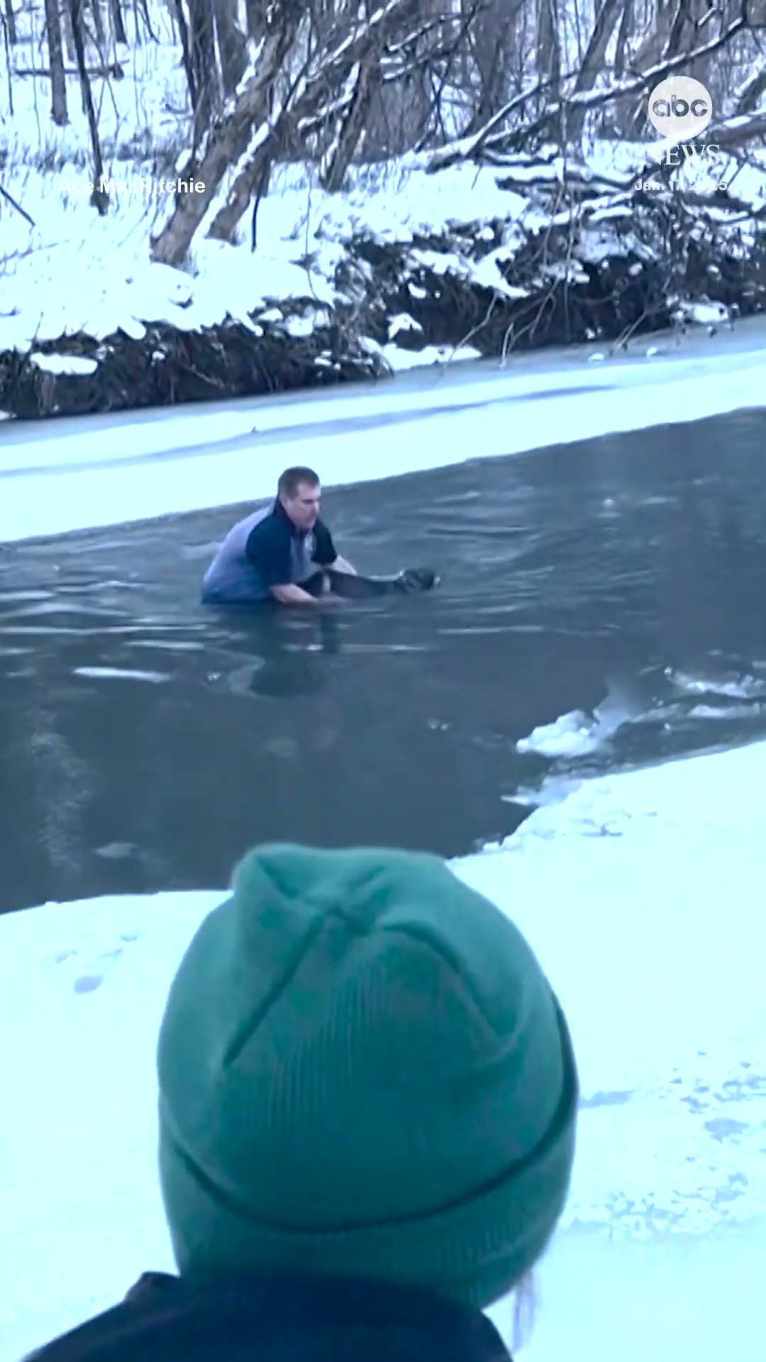 Man rescues dog from freezing river in Vermont