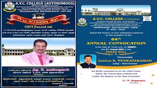 Full 64th ANNUAL CONVOCATION A.V.C. COLLEGE (AUTONOMOUS) Guide