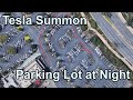 Tesla Summon - Complex parking lot at night.