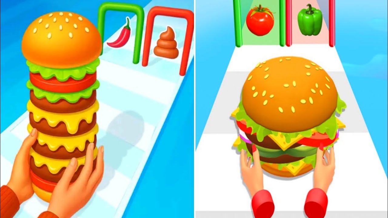 Burger Run 🥪 Burger Master Runner VS Stacky 🍨 ice cream runner All Lvl gameplay android ios 🎮😲
