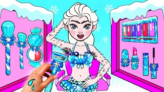 Paper Dolls Dress Up - How To WAX And MAKEUP for Frozen Elsa - Barbie Transformation Handmade
