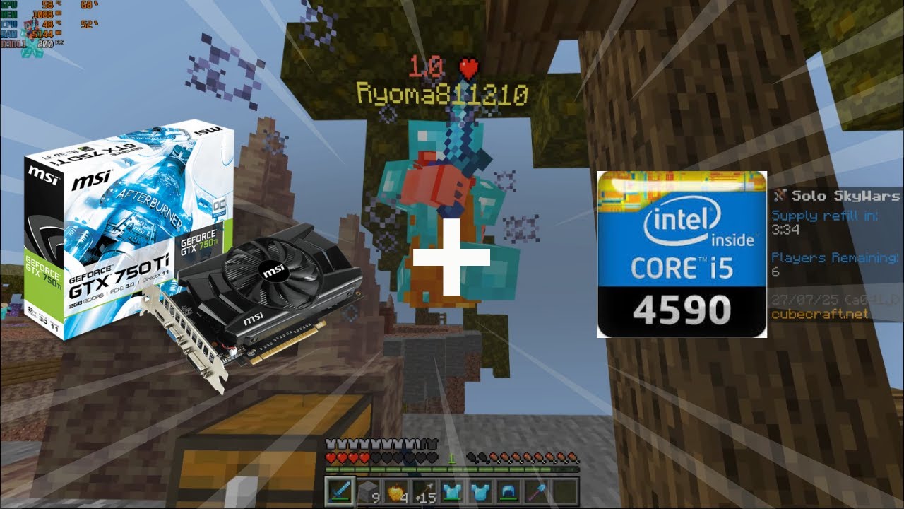 GTX 750 Ti + i5-4590 | Minecraft PVP Cubecraft Gameplay & FPS Test 200+ Fps?