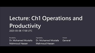 Chapter 1 Operations and Productivity Edited