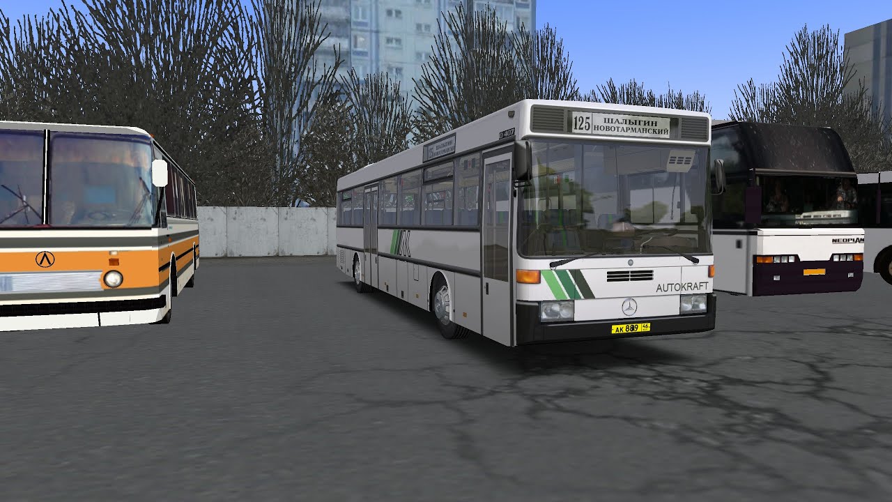 Поездка на Mercedes Benz O407 по карте Чистогорская область по 125 маршруту (OMSI 2)