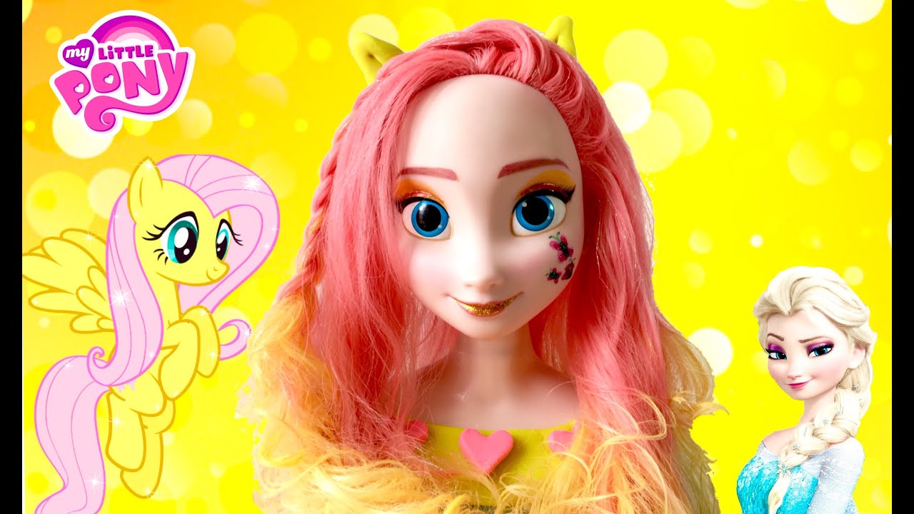 FROZEN ELSA MAKEOVER MY LITTLE PONY FLUTTERSHY HOW TO PAINT PRINCESS