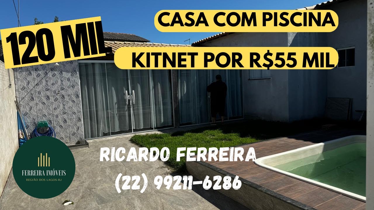 Kitnet por R$ 60 Mil e Casa com Piscina por R$ 120 Mil – Buganville 3, Próximo à Portaria do Retão!
