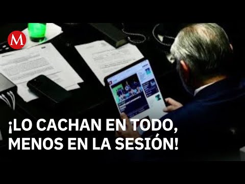 Captan, una vez más, a Adán Augusto López mirando noticias de deportes en el Senado
