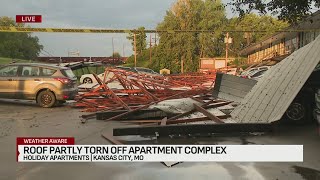 61 residents displaced after storm blows roof off Kansas City apartment complex