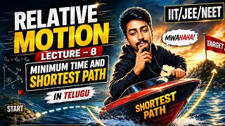 Relative motion||Lecture_8||Minimum time and shortest path||River boat problems|| IIT/JEE/NEET telug