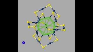 360° rotation of [Au₂₅(SR)₁₈]¯ nanocluster crystal structure (simplified version)