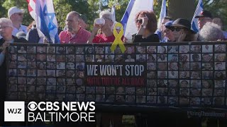 Activists in Baltimore County march in support of Israeli hostages