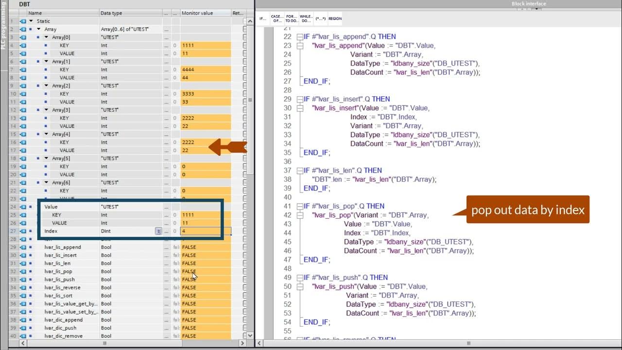 TIA portal List of Variant- append insert len pop push reverse sort ...