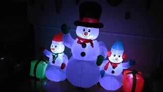 Christmas inflatable snowman family 7 feet wide  decoration outside inside night light