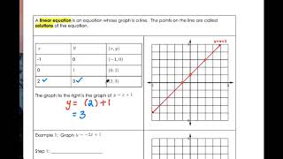 Section 4.1 Graphing Linear Equations Part 1