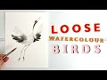 How to paint a loose watercolour japanese crane