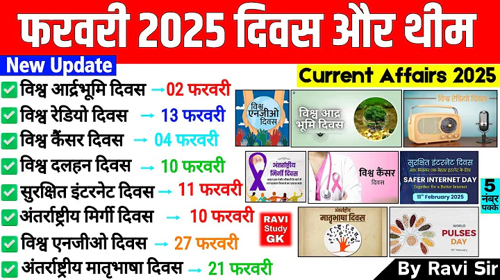 Days and Themes 2025 February | दिवस और थीम 2025 फरवरी | Divas aur theme 2025 | Current Affairs 2025